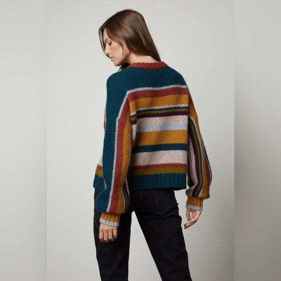 Velvet by Graham & Spencer Samara Striped Crew Neck Sweater - Picture 3 of 10